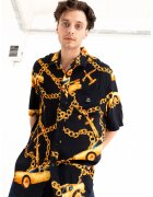 PORC Camasa unisex cu model si maneci medii - Auriu/Negru