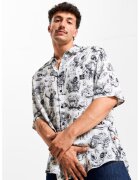 PORC Camasa unisex supradimensionata cu imprimeu - Alb/Negru