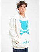 PORC Hanorac unisex cu logo - Alb/Turcoaz