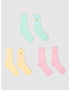 PORC Set de sosete lungi cu model unisex - 3 Perechi - Turcoaz/Galben pal/Roz pal