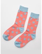 PORC Sosete lungi unisex cu imprimeu logo - Albastru lavanda/Roz somon
