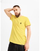 PORC Tricou cu buzunar pe piept si decolteu la baza gatului - Galben pal