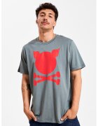 PORC Tricou unisex de bumbac cu logo - Gri carbune/Rosu vermillion