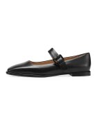 Potamy Balerini de piele cu bareta ajustabila - Negru
