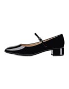 Potamy Balerini Mary Jane de piele cu aspect lacuit - Negru