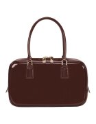 Potamy Geanta din piele lacuita cu maner - Maro cognac
