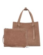 Potamy Geanta shopper din piele intoarsa cu etui - Maro deschis