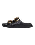 Potamy Papuci din piele cu aspect de piele de crocodil - Negru