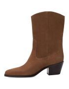 Potamy Premium Botine cowboy de piele intoarsa si toc cubanez - Caramel