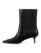 Potamy Premium Botine de piele cu toc kitten - Negru