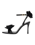 Potamy Premium Sandale din piele cu accesorii florale detasabile - Negru