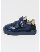 Primigi Pantofi sport de piele cu velcro - Grej/Bleumarin