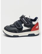 Primigi Pantofi sport de piele si piele intoarsa - Rosu vermillion/Bleumarin