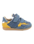 Primigi Pantofi sport din piele intoarsa cu inchidere velcro - Albastru prafuit/Galben sofran