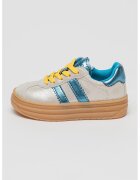 Primigi Pantofi sport flatform de piele intoarsa peliculizata - Albastru/Argintiu