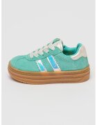 Primigi Pantofi sport flatform de piele intoarsa - Verde aquamarin/Argintiu