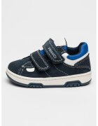 Primigi Pantofi sport low-cut de piele intoarsa cu velcro - Alb/Bleumarin