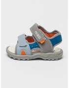 Primigi Sandale cu logo si velcro - Gri/Albastru royal/Albastru glaciar