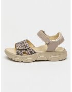 Primigi Sandale de piele cu animal print - Maro/Grej