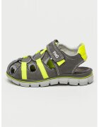 Primigi Sandale de piele intoarsa cu logo - Verde neon/Gri inchis