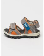 Primigi Sandale din piele cu velcro - Gri deschis/Portocaliu