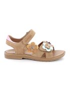 Primigi Sandale din piele intoarsa cu aplicatii cu model floral - Verde/Portocaliu/Caramel/Roz