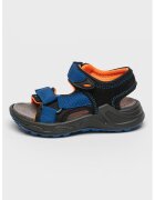 Primigi Sandale din piele intoarsa cu insertii din material textil - Negru/Portocaliu neon/Bleumarin
