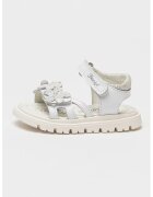 Primigi Sandale flatform din piele - Alb optic/Argintiu