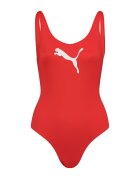 Puma Costum de baie intreg cu decolteu in U pe partea din spate - Alb/Portocaliu mandarina