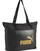Puma Geanta shopper din material textil cu buzunar frontal cu fermoar - Auriu/Negru