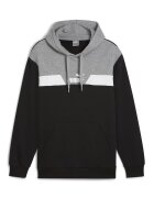 Puma Hanorac cu buzunar kangaroo si model colorblock Power - Alb/Negru/Gri melange