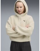 Puma Hanorac supradimensionat din fleece cu fenta cu fermoar - Negru/Crem