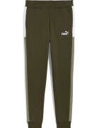 Puma Pantaloni de trening din amestec de bumbac cu banda elastica in talie - Alb/Kaki inchis