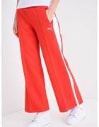 Puma Pantaloni de trening din amestec de bumbac cu croiala ampla - Rosu/Alb
