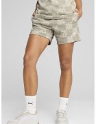 Puma Pantaloni scurti cu imprimeu si snur de ajustare - Bej deschis