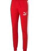 Puma Pantaloni sport cu benzi laterale contrastante Iconic T7 - Alb/Rosu vermillion