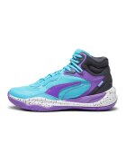 Puma Pantofi cu garnituri de piele - pentru baschet Playmaker Pro - Alb/Violet/Albastru