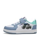 Puma Pantofi sport Caven 2.0 Hot Wheels de piele ecologica cu imprimeu Mega Wrex - Alb/Albastru pastel