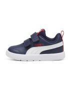 Puma Pantofi sport Courtflex V3 din piele ecologica cu velcro - Rosu/Albastru inchis/Alb optic