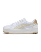 Puma Pantofi sport de piele ecologica Court Lally - Alb/Galben