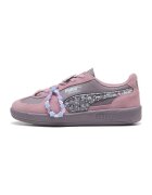 Puma Pantofi sport de piele intoarsa cu imprimeu Hello Kitty si accesoriu bratara - Gri deschis/Roz somon