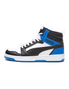 Puma Pantofi sport mid-high din piele ecologica Rebound - Alb/Negru/Albastru royal