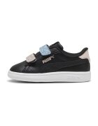 Puma Pantofi sport Smash 3.0 de piele ecologica cu velcro si particule stralucitoare - Negru/Albastru lavanda/Roz prafuit