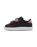 Puma Pantofi sport Smash 3.0 de piele ecologica cu velcro si particule stralucitoare - Negru/Roz inchis/Roz prafuit