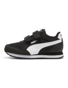 Puma Pantofi sport ST Runner v4 cu bareta velcro si insertii de plasa - Alb/Negru