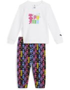 Puma Set de bluza si pantaloni din amestec de bumbac cu logo - Alb/Negru/Violet