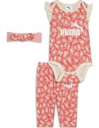 Puma Set de body de bumbac cu imprimeu - colanti si bentita - 3 piese - Coral/Roz