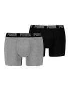 Puma Set de boxeri cu banda logo in talie - 2 perechi - Negru/Gri deschis melange