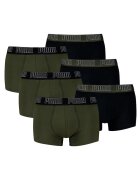 Puma Set de boxeri din amestec de bumbac cu logo - 6 perechi - Verde/Negru