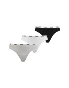 Puma Set de chiloti tanga cu logo - 3 perechi - Alb/Negru/Gri deschis melange